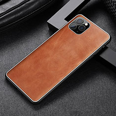 Funda Lujo Cuero Carcasa R07 para Apple iPhone 11 Pro Max Naranja