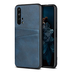 Funda Lujo Cuero Carcasa R07 para Huawei Honor 20 Pro Azul