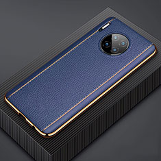 Funda Lujo Cuero Carcasa R07 para Huawei Mate 30 Pro Azul