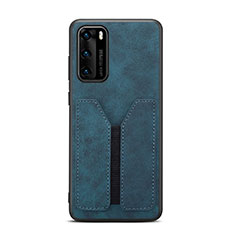 Funda Lujo Cuero Carcasa R07 para Huawei P40 Azul