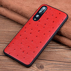 Funda Lujo Cuero Carcasa R08 para Huawei P20 Pro Rojo