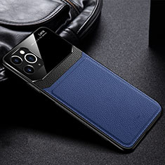 Funda Lujo Cuero Carcasa R09 para Apple iPhone 11 Pro Max Azul