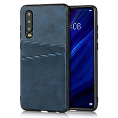 Funda Lujo Cuero Carcasa R09 para Huawei P30 Azul