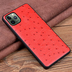 Funda Lujo Cuero Carcasa R12 para Apple iPhone 11 Pro Rojo