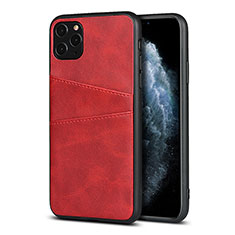 Funda Lujo Cuero Carcasa R15 para Apple iPhone 11 Pro Rojo
