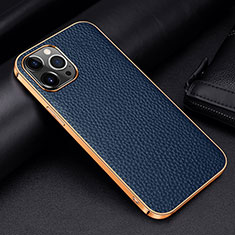 Funda Lujo Cuero Carcasa S01 para Apple iPhone 13 Pro Azul