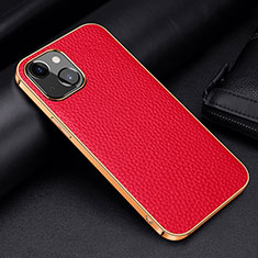 Funda Lujo Cuero Carcasa S01 para Apple iPhone 13 Rojo