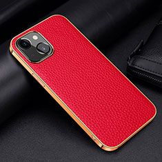 Funda Lujo Cuero Carcasa S01 para Apple iPhone 14 Plus Rojo