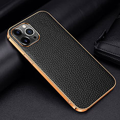 Funda Lujo Cuero Carcasa S01 para Apple iPhone 15 Pro Max Negro