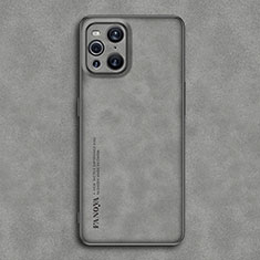 Funda Lujo Cuero Carcasa S01 para Oppo Find X3 5G Gris