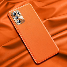 Funda Lujo Cuero Carcasa S01 para Oppo Reno6 5G Naranja