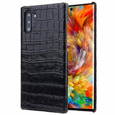 Funda Lujo Cuero Carcasa S01 para Samsung Galaxy Note 10 Plus 5G Negro