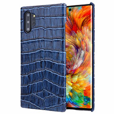Funda Lujo Cuero Carcasa S01 para Samsung Galaxy Note 10 Plus Azul