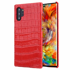 Funda Lujo Cuero Carcasa S01 para Samsung Galaxy Note 10 Plus Rojo
