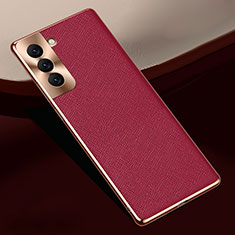 Funda Lujo Cuero Carcasa S01 para Samsung Galaxy S21 FE 5G Rojo
