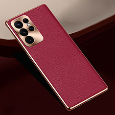 Funda Lujo Cuero Carcasa S01 para Samsung Galaxy S22 Ultra 5G Rojo