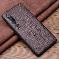 Funda Lujo Cuero Carcasa S01 para Xiaomi Mi 10 Marron