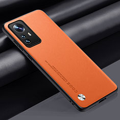 Funda Lujo Cuero Carcasa S01 para Xiaomi Mi 12T 5G Naranja