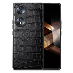 Funda Lujo Cuero Carcasa S01D para Huawei Honor X7b Negro