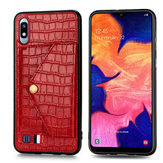 Funda Lujo Cuero Carcasa S01D para Samsung Galaxy A10 Rojo