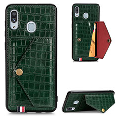 Funda Lujo Cuero Carcasa S01D para Samsung Galaxy A20 Verde