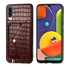 Funda Lujo Cuero Carcasa S01D para Samsung Galaxy A30S Marron