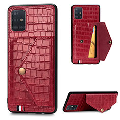 Funda Lujo Cuero Carcasa S01D para Samsung Galaxy A51 4G Rojo