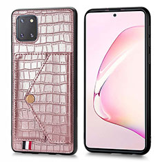 Funda Lujo Cuero Carcasa S01D para Samsung Galaxy A81 Oro Rosa