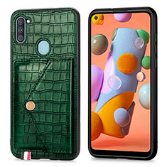 Funda Lujo Cuero Carcasa S01D para Samsung Galaxy M11 Verde