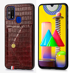 Funda Lujo Cuero Carcasa S01D para Samsung Galaxy M31 Marron