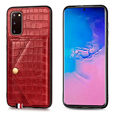 Funda Lujo Cuero Carcasa S01D para Samsung Galaxy S20 5G Rojo