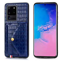 Funda Lujo Cuero Carcasa S01D para Samsung Galaxy S20 Ultra Azul