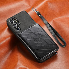 Funda Lujo Cuero Carcasa S01D para Samsung Galaxy S23 Ultra 5G Negro