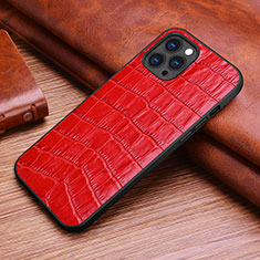 Funda Lujo Cuero Carcasa S02 para Apple iPhone 13 Pro Max Rojo