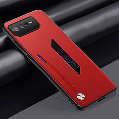 Funda Lujo Cuero Carcasa S02 para Asus ROG Phone 6 Pro Rojo