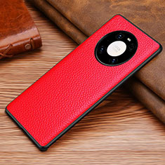 Funda Lujo Cuero Carcasa S02 para Huawei Mate 40 Rojo