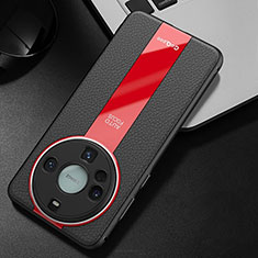 Funda Lujo Cuero Carcasa S02 para Huawei Mate 60 Pro+ Plus Rojo y Negro