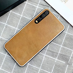 Funda Lujo Cuero Carcasa S02 para Huawei P30 Amarillo