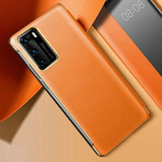 Funda Lujo Cuero Carcasa S02 para Huawei P40 Naranja