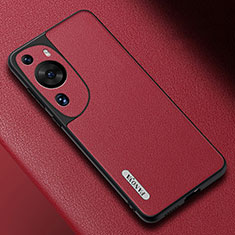 Funda Lujo Cuero Carcasa S02 para Huawei P60 Art Rojo