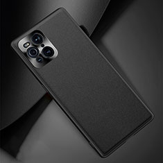 Funda Lujo Cuero Carcasa S02 para Oppo Find X3 Pro 5G Negro