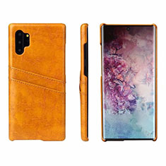 Funda Lujo Cuero Carcasa S02 para Samsung Galaxy Note 10 Plus 5G Naranja