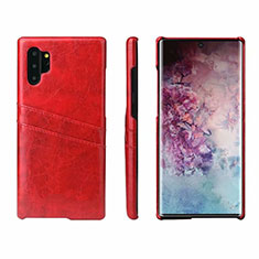Funda Lujo Cuero Carcasa S02 para Samsung Galaxy Note 10 Plus Rojo