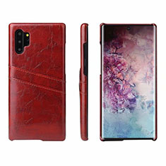 Funda Lujo Cuero Carcasa S02 para Samsung Galaxy Note 10 Plus Rojo Rosa