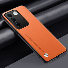 Funda Lujo Cuero Carcasa S02 para Vivo V27 Pro 5G Naranja