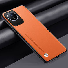 Funda Lujo Cuero Carcasa S02 para Vivo Y02 Naranja