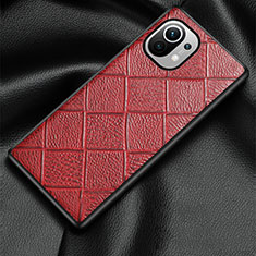 Funda Lujo Cuero Carcasa S02 para Xiaomi Mi 11 5G Rojo