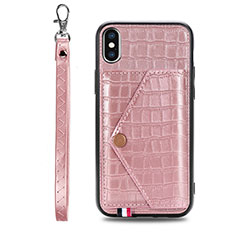 Funda Lujo Cuero Carcasa S02D para Samsung Galaxy M11 Oro Rosa