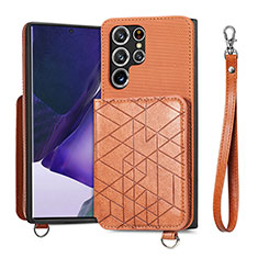 Funda Lujo Cuero Carcasa S02D para Samsung Galaxy S21 Ultra 5G Marron