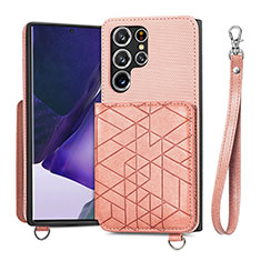 Funda Lujo Cuero Carcasa S02D para Samsung Galaxy S21 Ultra 5G Rosa